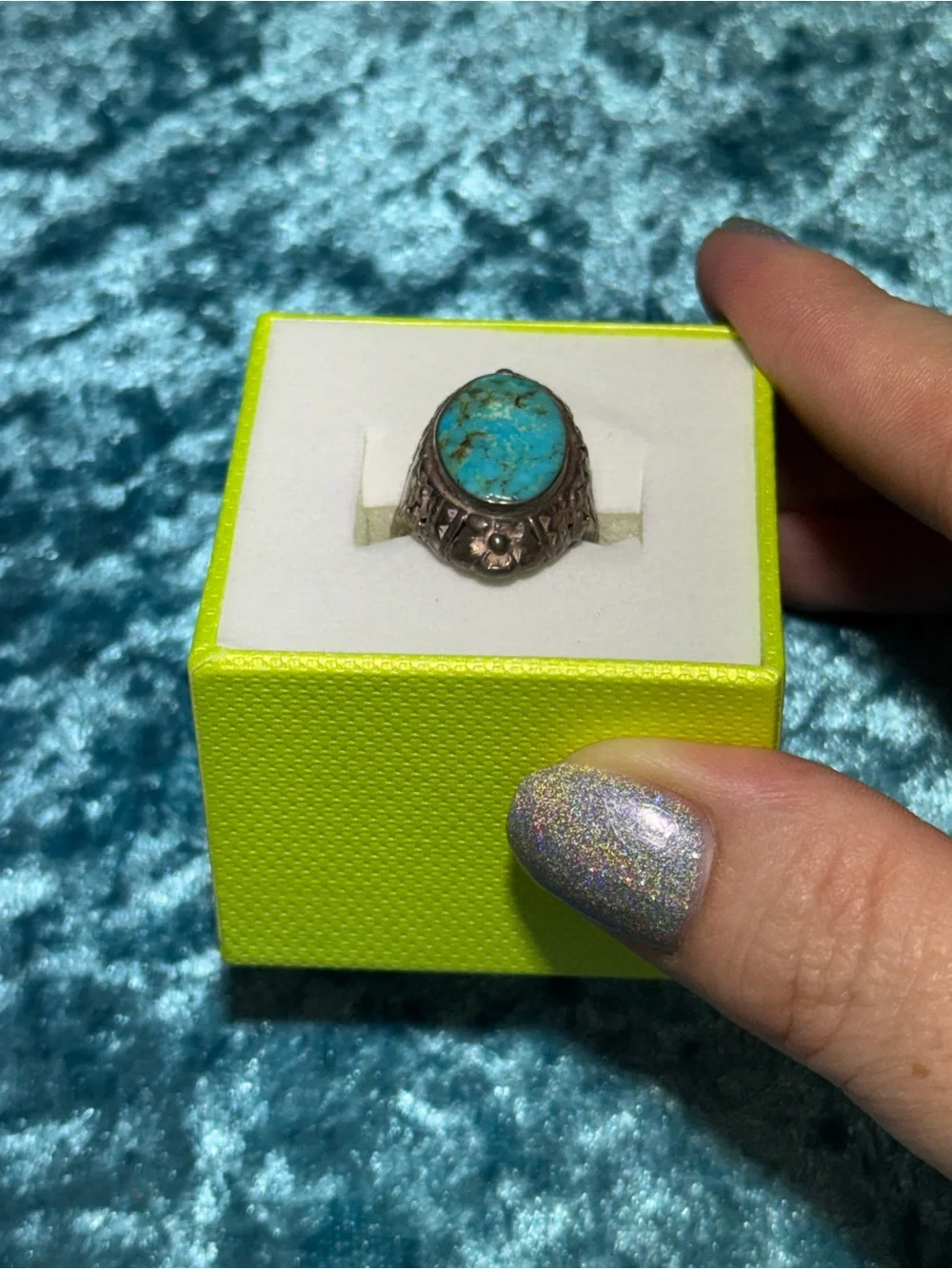 Pacific Jewelry Co. Jane Popovich Sterling Silver Turquoise Oval Statement Ring